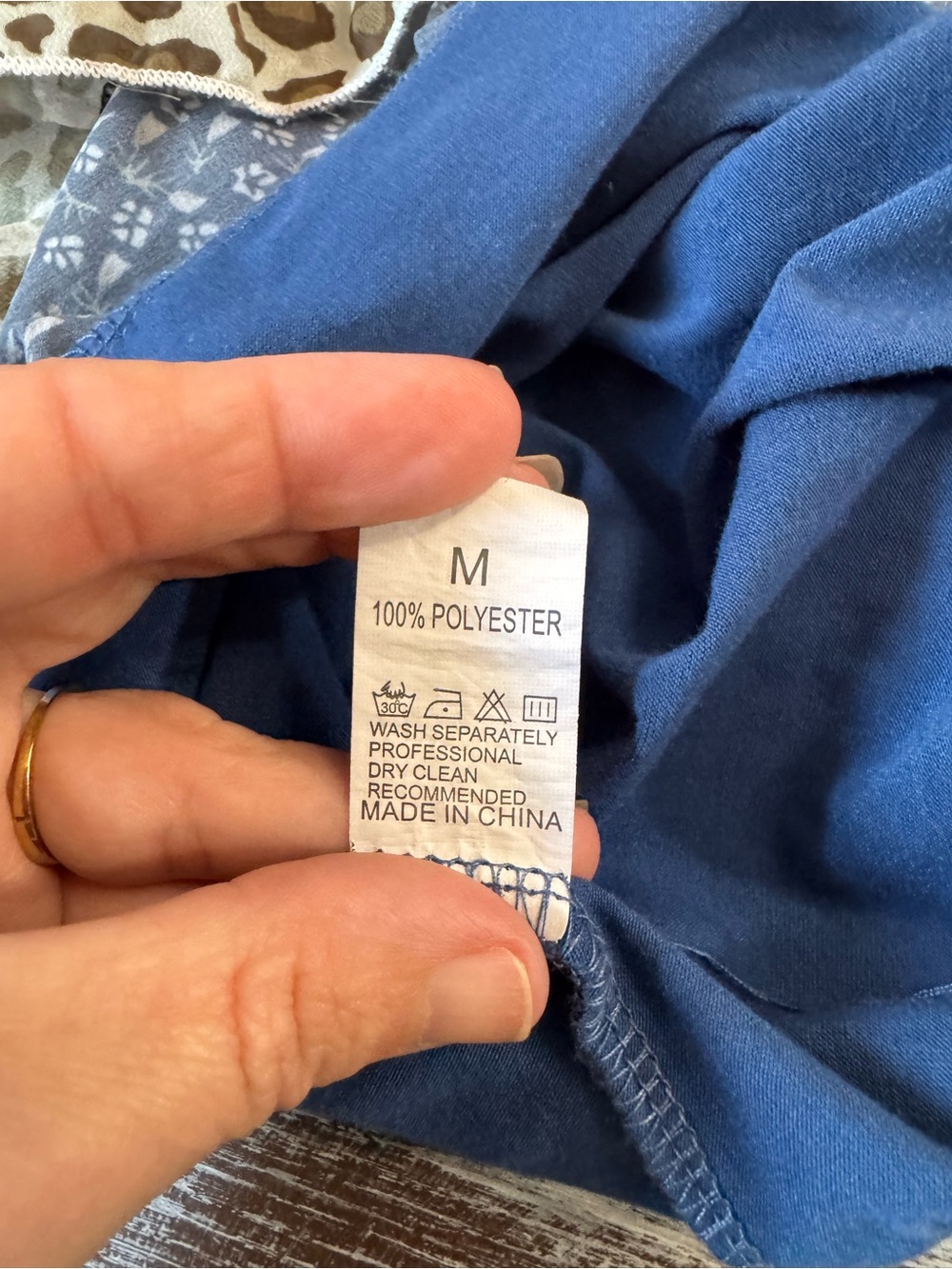 Blue Mixed-Print Ruffle Sleeve Women's Top - Picture 5 of 5
